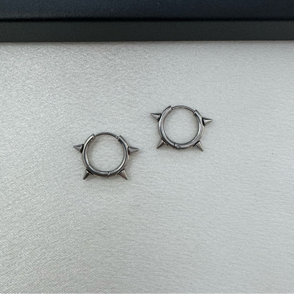 14mm Spiked Hoop Earrings for Men Women Streetwear Hip Hop Punk Unisex Style